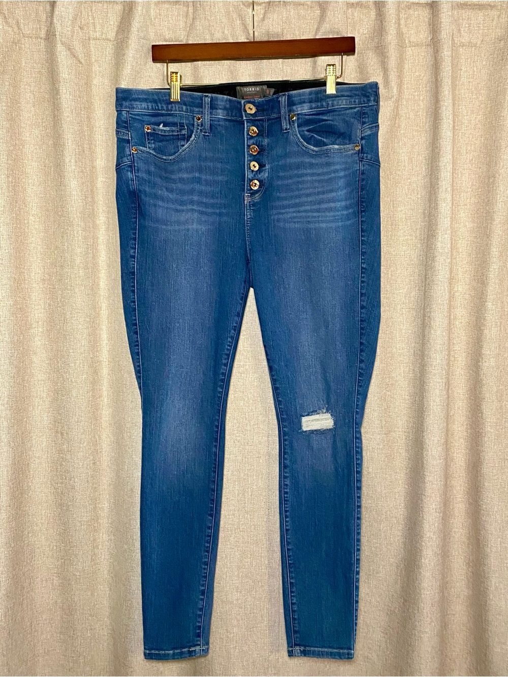 torrid Blue High-Rise Button-Fly Skinny Jeans